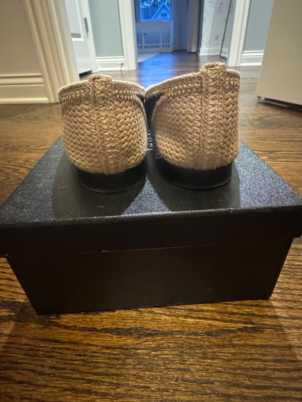 Chanel Raffia Ballet Flats - Black / Beige - Picture 3 of 9